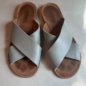 Anthology Paris Gray Leather Birdy Sandal Size 37 = 7US